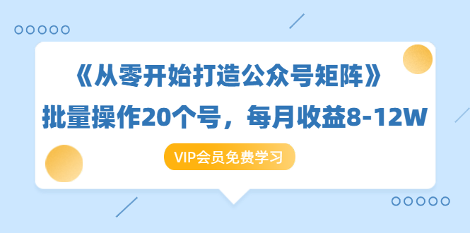 《从零开始打造公众号矩阵》批量操作20个号，每月收益大概8-12W（44节课）-一课资源