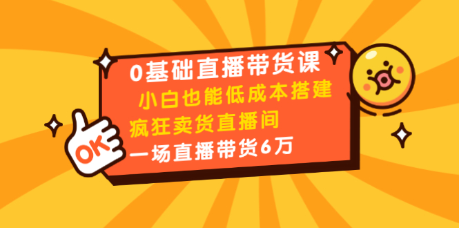 0基础直播带货课：小白也能低成本搭建疯狂卖货直播间：1场直播带货6万-一课资源