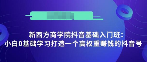 抖音基础入门班：小白0基础学习打造一个高权重赚钱的抖音号-一课资源