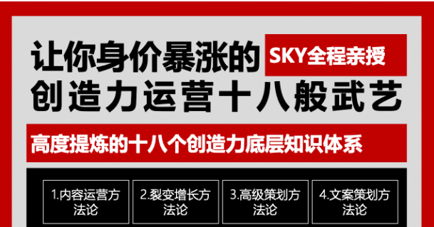 让你的身价暴涨的创造力运营十八般武艺 高度提炼的18个创造力底层知识体系-一课资源