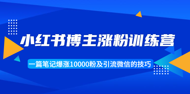 小红书博主涨粉训练营：一篇笔记爆涨10000粉及引流微信的技巧-一课资源