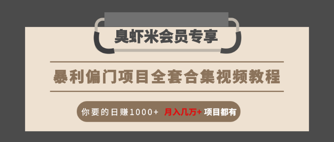 暴利偏门项目全套合集视频教程：你要的日赚1000+月入几万+项目都有-一课资源