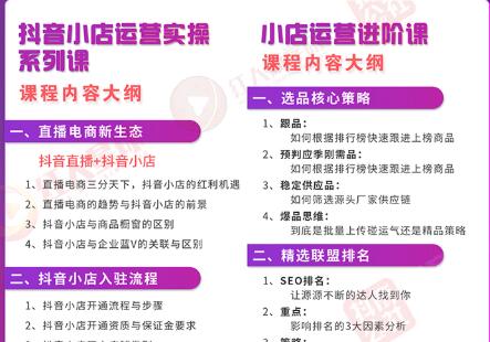 小店运营全套系列课 从基础入门到进阶精通，系统掌握月销百万小店核心秘密-一课资源