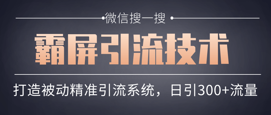 微信搜一搜霸屏引流技术，打造被动精准引流系统，轻松日引300+流量-一课资源