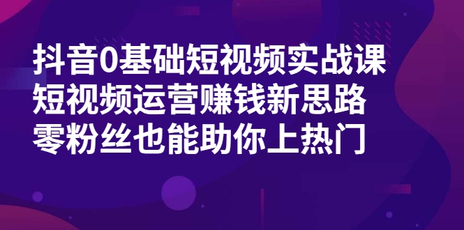 抖音0基础短视频实战课，短视频运营赚钱新思路，零粉丝也能助你上热门-一课资源