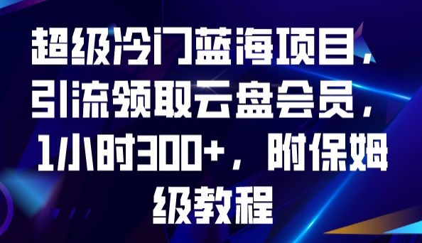 超级冷门蓝海项目，引流领取云盘会员，1小时300+，附保姆级教程-一课资源