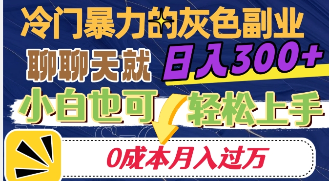 冷门暴利的副业项目，聊聊天就能日入300+，0成本月入过万【揭秘】-一课资源