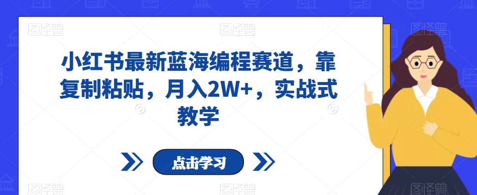 小红书最新蓝海编程赛道，靠复制粘贴，月入2W+，实战式教学【揭秘】-一课资源