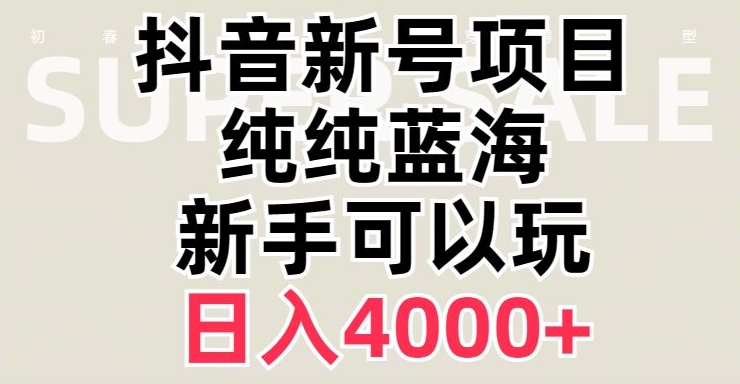 抖音蓝海赛道，必须是新账号，日入4000+【揭秘】-一课资源