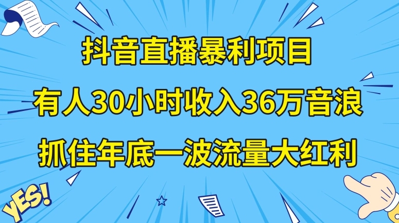 抖音直播暴利项目，有人30小时收入36万音浪，公司宣传片年会视频制作，抓住年底一波流量大红利【揭秘】-一课资源