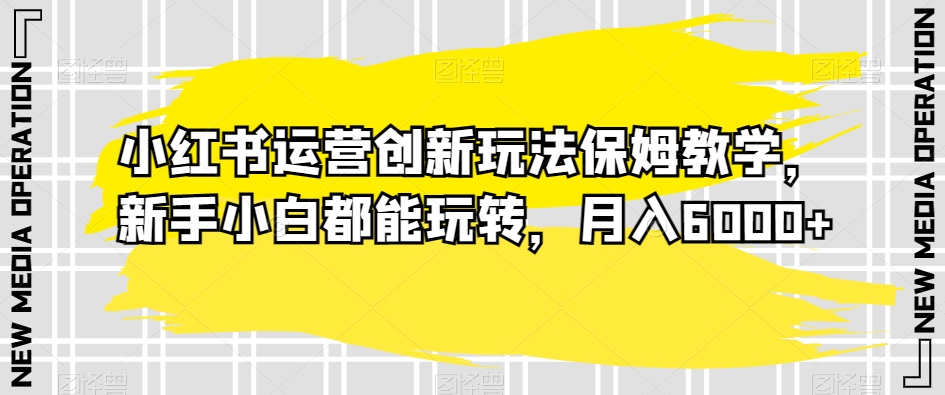 小红书运营创新玩法保姆教学，新手小白都能玩转，月入6000+【揭秘】-一课资源