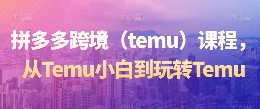 拼多多跨境（temu）课程，从Temu小白到玩转Temu-一课资源