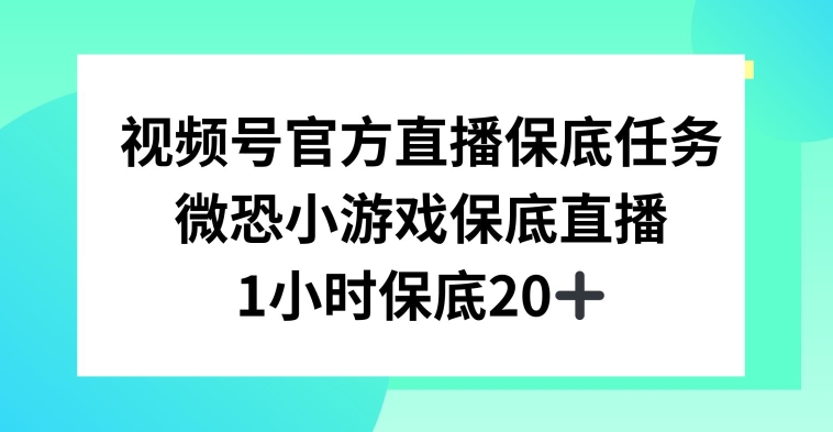 视频号直播任务，微恐小游戏，1小时20+【揭秘】-一课资源