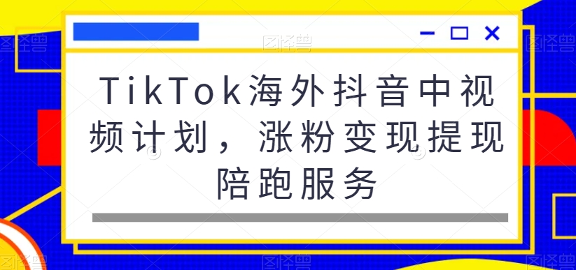 TikTok海外抖音中视频计划，涨粉变现提现陪跑服务-一课资源