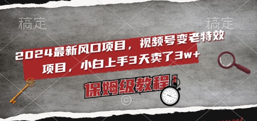 2024最新风口项目，视频号变老特效项目，电脑小白上手3天卖了3w+，保姆级教程【揭秘】-一课资源