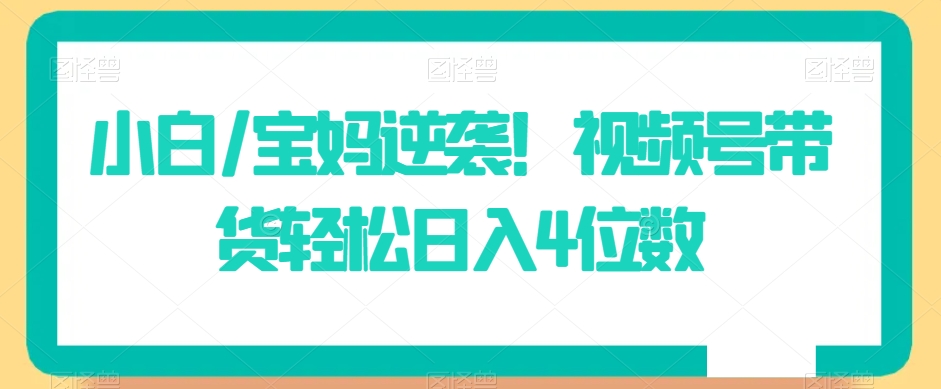 小白/宝妈逆袭！视频号带货轻松日入4位数【揭秘】-一课资源