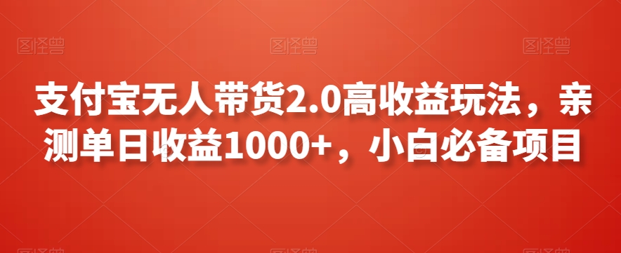 支付宝无人带货2.0高收益玩法，亲测单日收益1000+，小白必备项目【揭秘】-一课资源