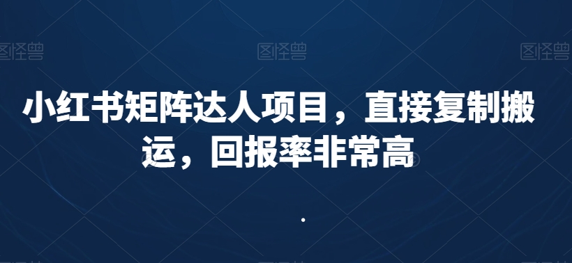 小红书矩阵达人项目，直接复制搬运，回报率非常高-一课资源