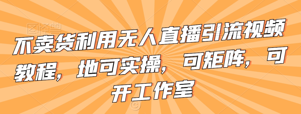 不卖货利用无人直播引流视频教程，地可实操，可矩阵，可开工作室【揭秘】-一课资源