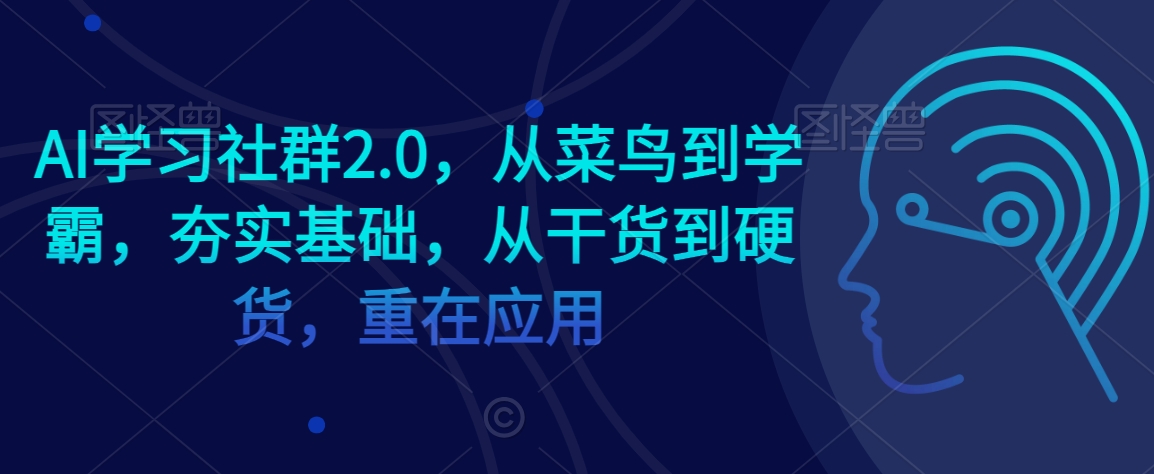 AI学习社群2.0，从菜鸟到学霸，夯实基础，从干货到硬货，重在应用-一课资源