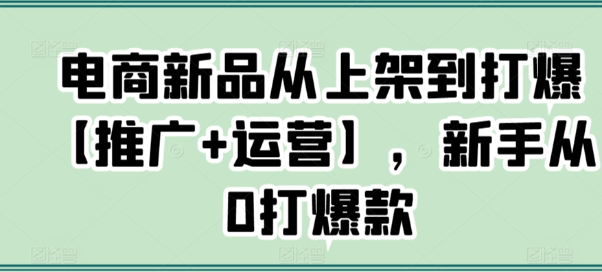 电商新品从上架到打爆【推广+运营】，新手从0打爆款-一课资源