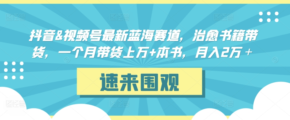 抖音&视频号最新蓝海赛道，治愈书籍带货，一个月带货上万+本书，月入2万＋【揭秘】-一课资源