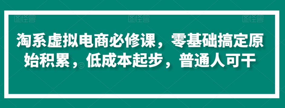 淘系虚拟电商必修课，零基础搞定原始积累，低成本起步，普通人可干-一课资源