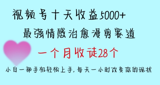 十天收益5000+，多平台捞金，视频号情感治愈漫剪，一个月收徒28个，小白一部手机轻松上手【揭秘】-一课资源